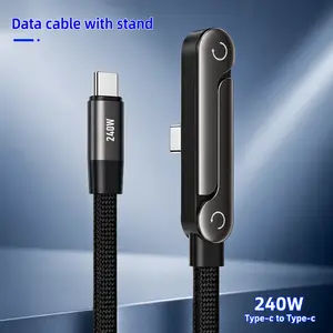 Invisible Holder Charger Cable, 240W PD Fast Charging Cable for Desk, USB-C to USB-C Cable 4.9 FT with 360° Adjustable Metal Stand, Invisible Holder for Gaming, Office & Home