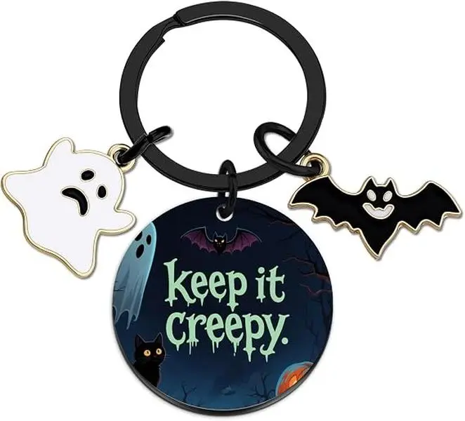 Halloween Fall GIft Keychain Spooky Gifts for Women Spooky Horror Scream Keychain | Halloween basket Stuffers Halloween Themed Gifts for Women Baskets for Adults Sisters Friends Keep It Creepy Keyring