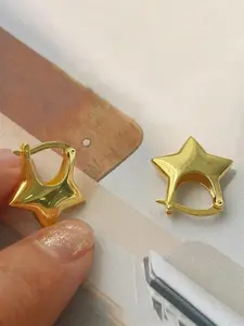 Y2k Cute Star Design Hoop Earrings, Elegant Minimalist Earrings, Fashionable Hoop Earrings for Women & Girls, Trendy All-match & Exquisite Jewelry for Birthday Gift