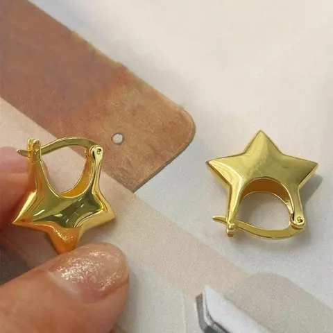 Y2k Cute Star Design Hoop Earrings, Elegant Minimalist Earrings, Fashionable Hoop Earrings, Ear Hoops for Women & Girls, Trendy All-match & Exquisite Jewelry for Birthday Gift, Versatile Earrings