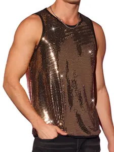 INSPIRE CHIC Sequin Tank Top Metallic Sparkle Glitter Sleeveless Tank Shirts