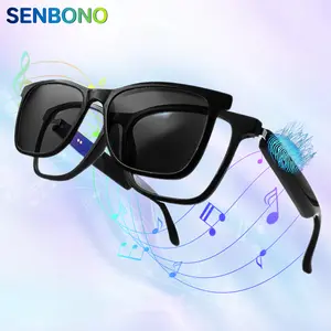 Senbono Wearable Smart Glasses with Bt5.4 Wireless Earbuds, Anti-Blue Light, Music & Calls, Touch Control, Sport Sunglasses, Daily Wear