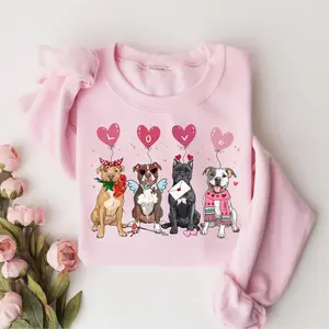 [Valentine Tee] Valentine Dog Lover Sweatshirt, Minimal Line Art Puppy with Heart Glasses, Cute Dog Valentine Crewneck, Pet Lover Gift for Women, Funny Dog Mom Shirt, Cozy Valentine Outfit, Gift for her