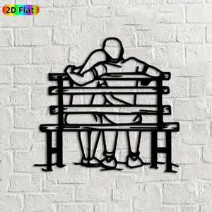 1pc Relaxing Figure Metal Wall Art, Serene Bench Statue Mural, Ideal Gift for New Year, Christmas, Home Decor Enthusiasts,  Perfect for Living Room Wall & Garden Fence Wall, Cozy Outdoor & Indoor Decor