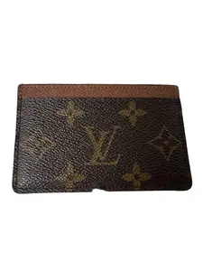 Pre-owned Louis Vuitton Leather Credit Card Wallet Monogram Coated Canvas Card Case