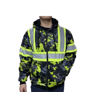 Camo Soft Sherpa Lined Hoodie - Full Zip Fleece Lining Heavy Duty Sweatshirts Zipper Outerwear Relaxed Fit Menswear