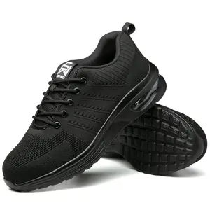 SEBOWEL Men's All Black Running Shoes Visible Air Cushion Fashion Sneakers Breathable Knit Mesh Walking Shoes Lightweight Shock Absorption Athletic Training Shoes Triple Black Daily Casual Footwear