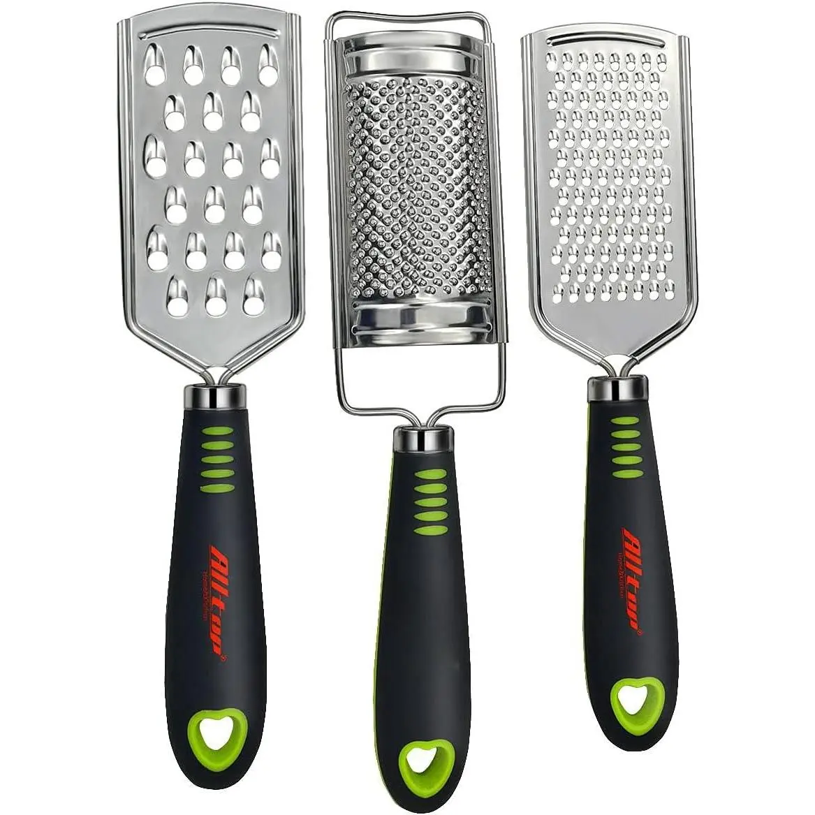 Food Graters for Cheese Nutmeg Potato Ginger and Garlic Cirtrus Hand-held Stainless Steel Zester Kitchen - Pro Multi-purpose Gadgets Set of 3 Grinders