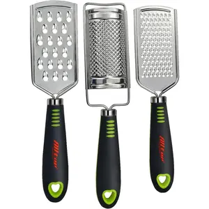 Food Graters for Cheese Nutmeg Potato Ginger and Garlic Cirtrus Hand-held Stainless Steel Zester Kitchen - Pro Multi-purpose Gadgets Set of 3 Grinders