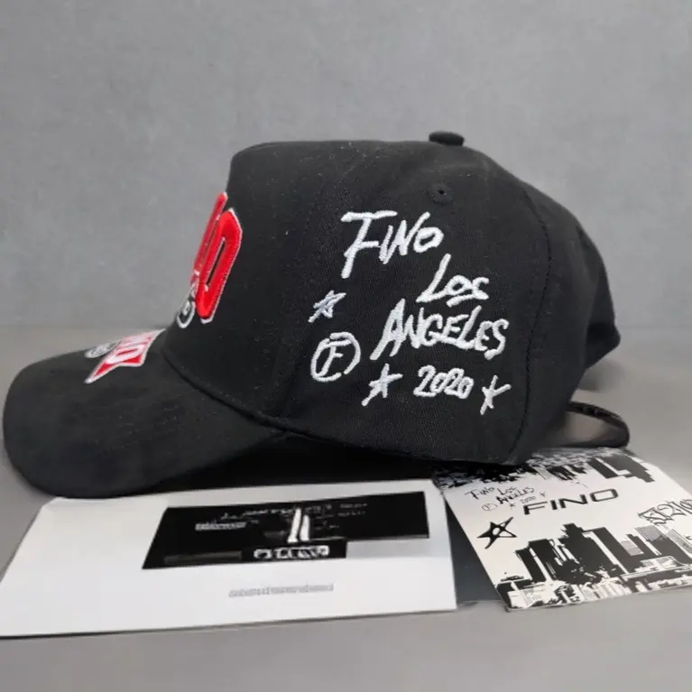 Fino Hats - Black Baseball Cap with "Fino Los Angeles 2020" Embroidery and Red Logo