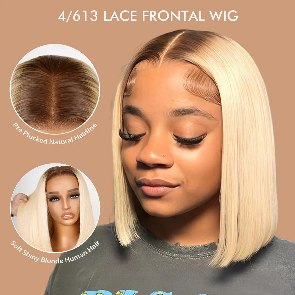 Alipearl Hair 4/613 Ombre Blonde Lace Front Bob Wigs Short 13x4 Bob Wig for Women With Baby Hair Brazilian Straight Bob Wigs Human Hair Pre Plucked #SummerFinds