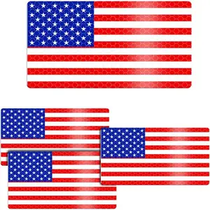 American Flag Car Reflective Magnet Decals, 4PCS Magnetic USA Sticker for Auto Bumper Windows, Patriotic Vehicle Exterior Decoration, Universal for SUVs Sedans Trucks