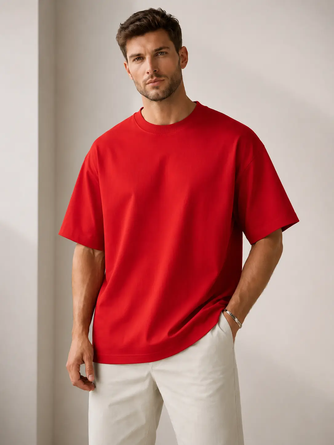 Unisex red T-Shirt Soft Cotton Casual Tee