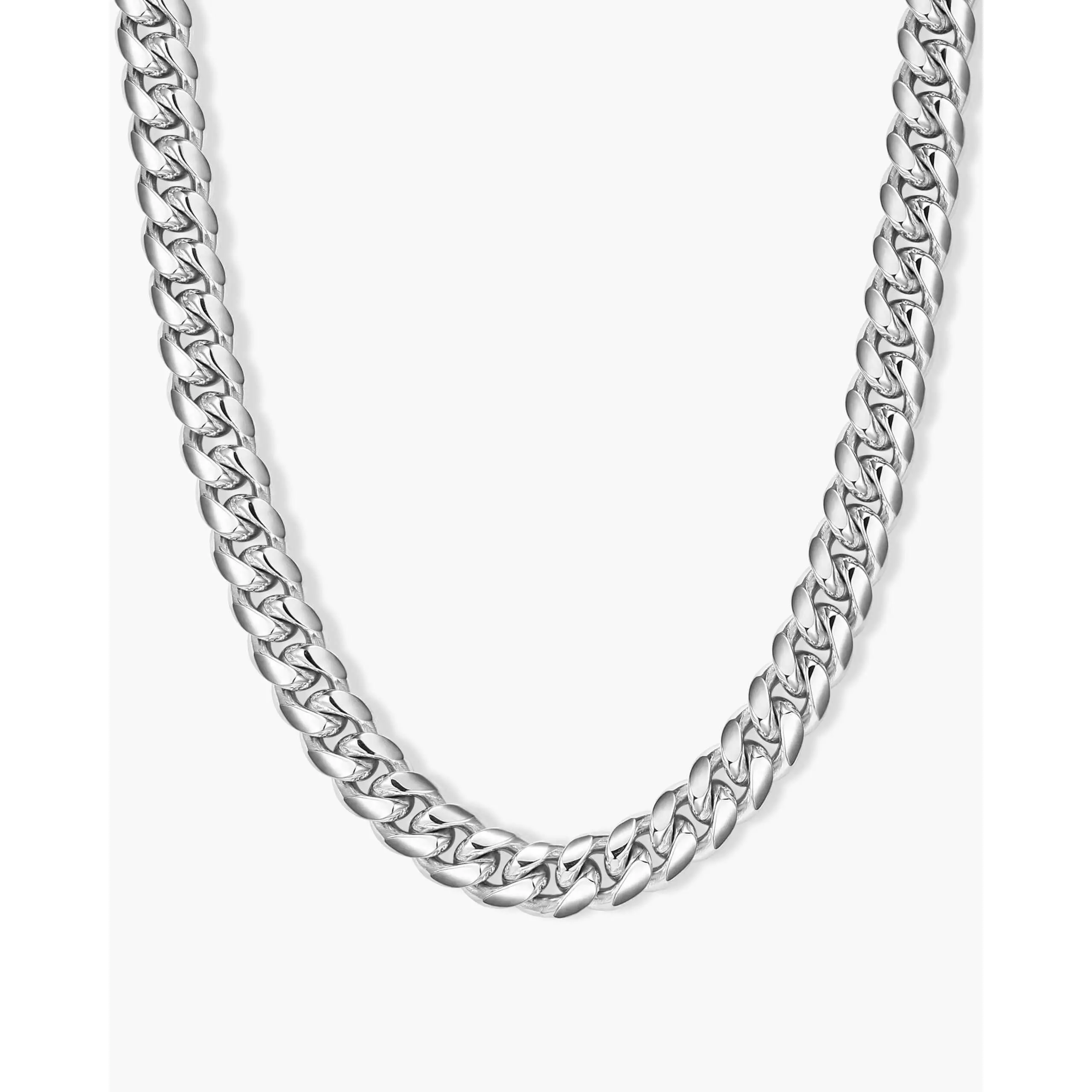 JAXXON Youth Cuban Link Chain 8mm - Silver - Waterproof - Box Clasp