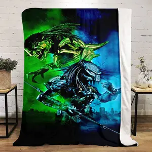 Alien vs. Predator04 patterned printed blanket, blanket for living room, bedroom, office and lunch break, portable blanket suitable for all four seasons, holiday gift for family and friends, Chri