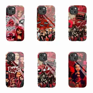Bratz Gothic Red Phone New FashionY2K Aesthetic, Trendy Cartoon Design, Protective Shockproof Cover For iPhone