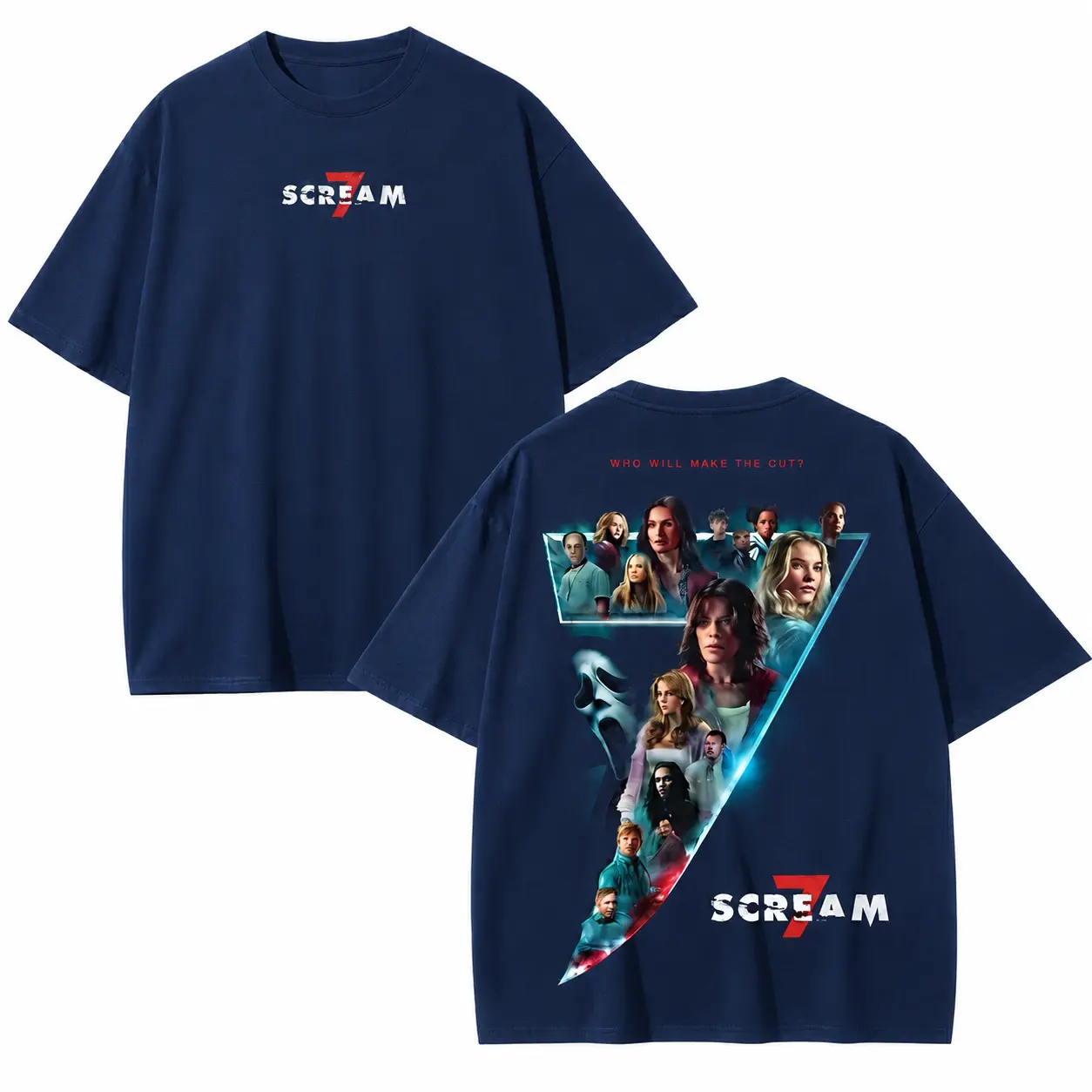 Scream 7 Movie Graphic Tee - Horror Ensemble Cast T-Shirt - Unisex Oversized Streetwear