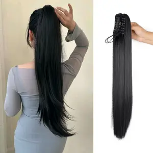 Ponytail Hair Extension Long Straight 26" Silky Straight Claw Clip Pony Tail Synthetic Fake Ponytail Hair Extension Heat-Resistant Hairpiece for Women Daily Life Party