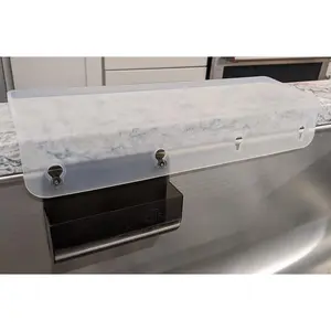 SiliSink Silicone Edge Guard for Kitchen Sink - Fits 3.75” - 4” Wide - The Original Silicone Sink Edge Protector with Sponge Caddy - Splash Guard, 14” Frosted Matte