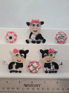Moo-velous Cow Magnets Handmade Adorable Farmhouse Decor for Your Fridge Udderly Cute with Pink Flowers and Plaid Patterns
