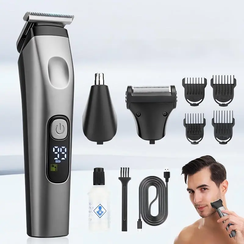 Beard Trimmer for Men, Three-in-One Electric Razor & Hair Clipper, Waterproof Cordless Mustache Grooming Kit, Rechargeable Beard Hair Nose Ear & Body Trimmer, Face Shaver, Gifts for Men Husband Father