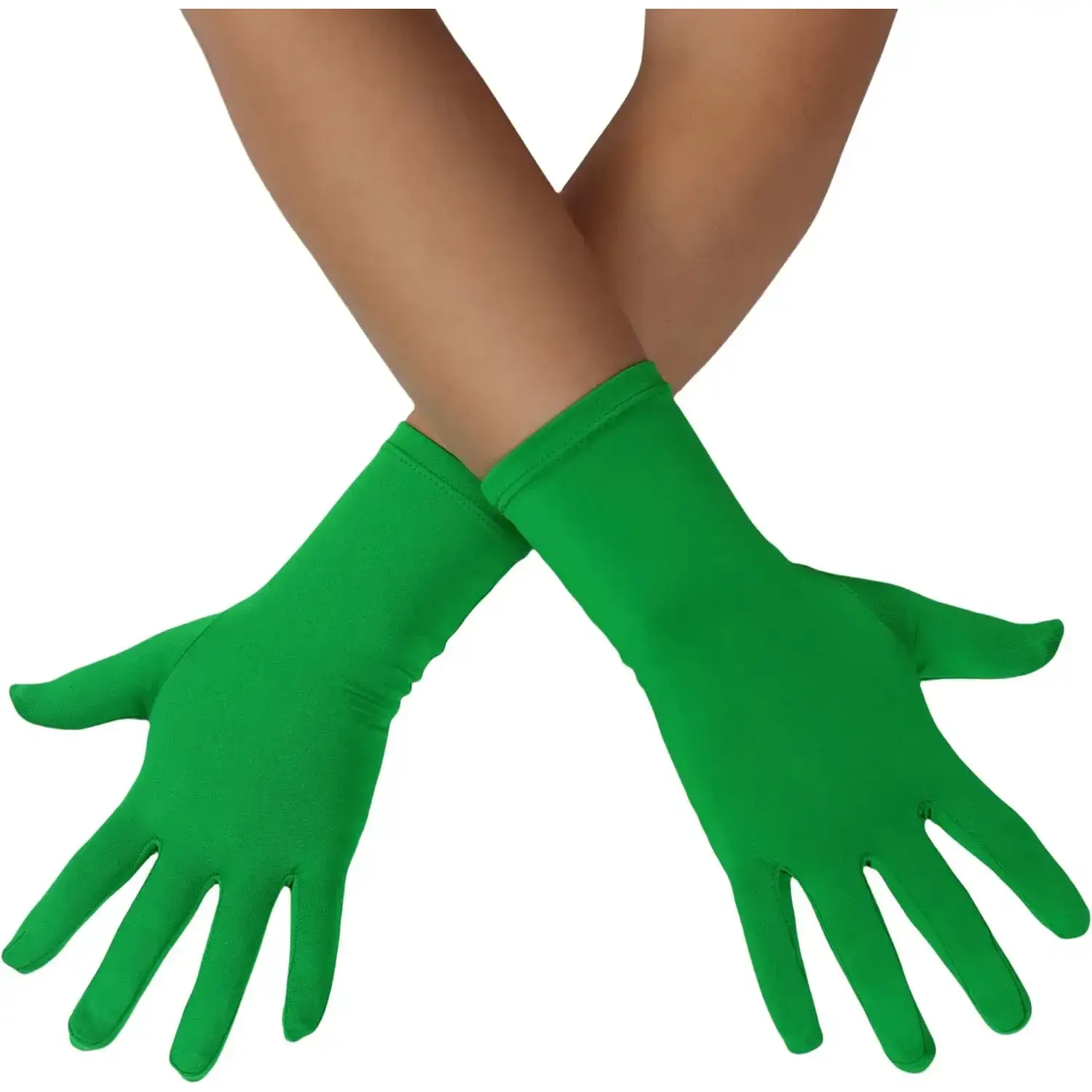 Fashion Unisex Skinny Spandex Gloves - Wrist-Length, Comfortable, Exceptional Stretchy, Simple Design, Party Supplies for Halloween Cosplay, Wedding Events, Birthday, Adult, Spandex Fabric, Prop, Elastane, Simple Cut, 9 Inch, Easy To Clean, Free Size, Glo