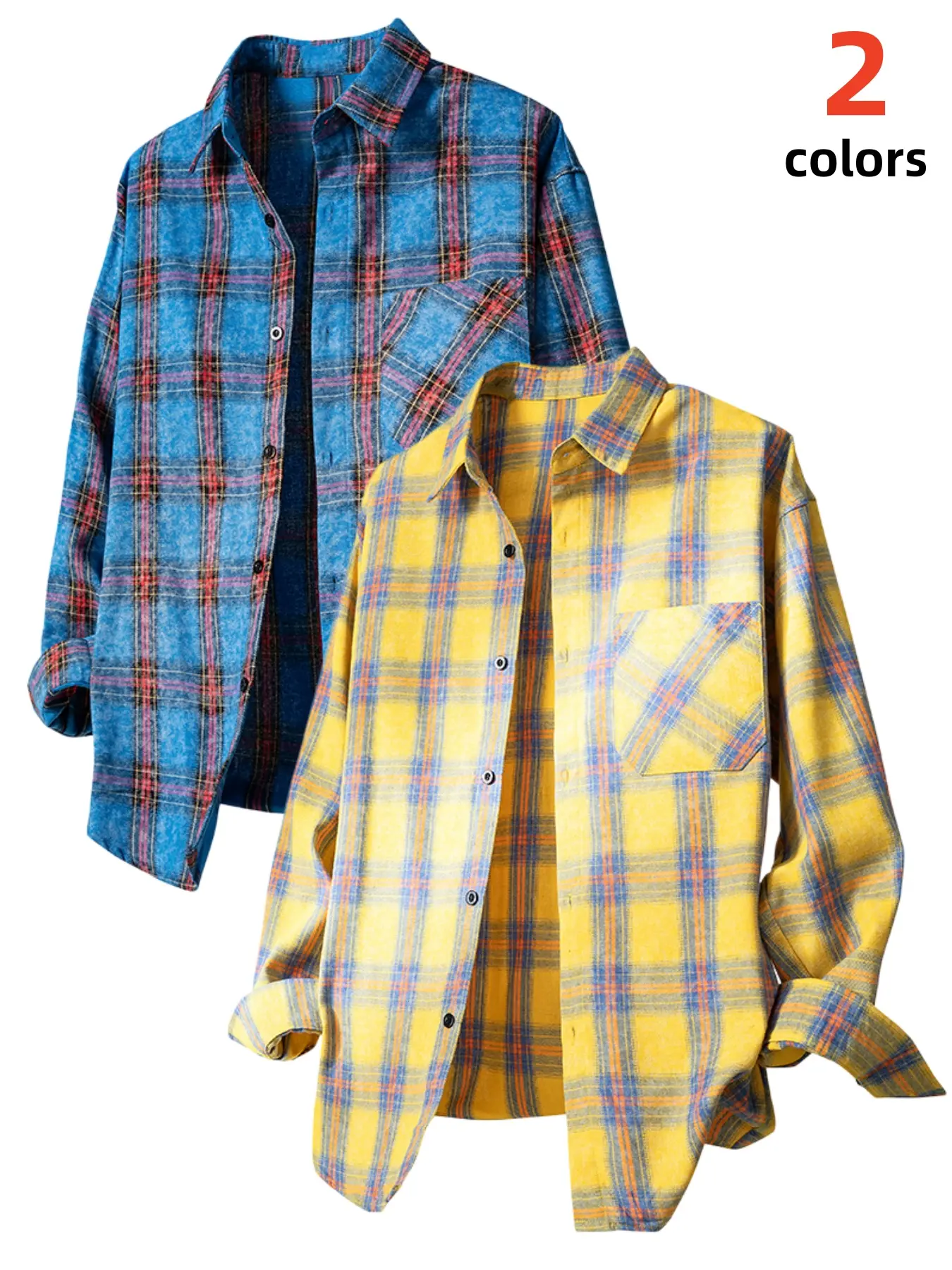 Men's Oversized Plaid Button Down Shirt, Loose Long Sleeve Flannel Shirt With Chest Pocket, Vintage Casual Checkered Shirt Jacket, Streetwear Open Front Shirt For Autumn Daily Layer Outfits
