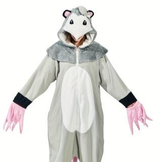 Cute Opossum Onesie Pajamas Adult Halloween Cosplay Christmas Novelty Nightwear Carnival Costume Fit Animal  Womenswear Pockets Winter Polyester
