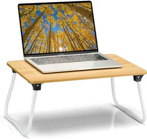 Foldable Lap Desk Laptop Stand Bed Desk Table Tray, Breakfast Serving Tray, Portable & Lightweight Mini Table, Lap Tablet Desk for Sofa Couch Floor - Wood