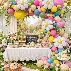 Spring Daisy Theme Latex Balloon Arch Decoration Set, 164 Pieces, Includes 3 18 Inch Daisies, Boho Wedding, Party, Garden Party