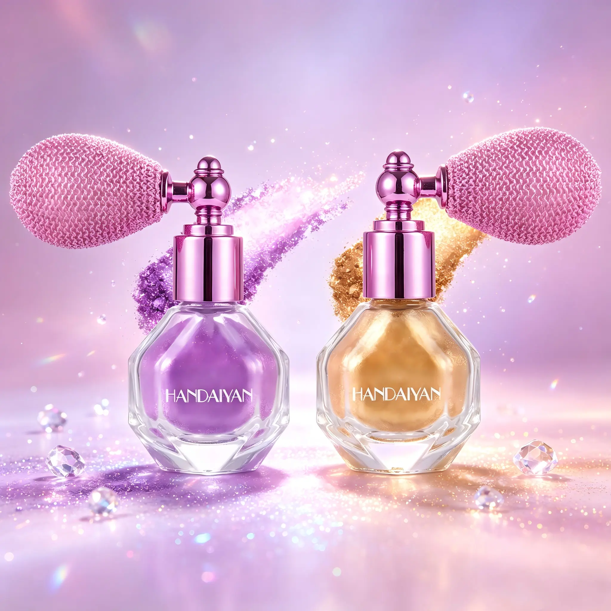 Diamond Highlighter Powder Spray Easy to Remove High Gloss Glitter Body Highlighter Powder Face Contour Illuminator Makeup Glow Cosmetic Radiant for Body Face Hair Nail Clothes