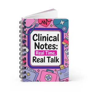 "Clinical Notes: Real Time Real Talk" Deluxe Spiral Bound Notebook with Conversions and Medical Abbreviations, Cute Medical Journal, Gift for Nursing Students
