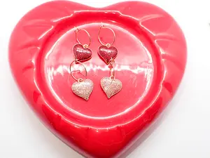 Love Sparkly Glitter Heart-Shaped Earrings