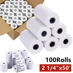SJPACK 2 1/4" X 50' Thermal Paper Rolls, Credit Card Paper Rolls Thermal, Cash Register Roll, Premium Pos Thermal Printer Paper (100 Rolls) End Of Warning Signal