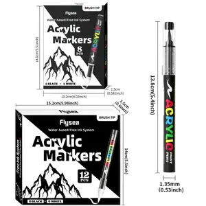 Acrylic Paint Pens, Automatic Ink Control System, Soft Brush Tip Markers, Black and White Paint Marker, for Canvas, Rock, Wood, Stone, Glass, Ceramic, Fabric Art Painting, Artist Creative DIY Crafts, Water Based Markers, Paint Markers Set