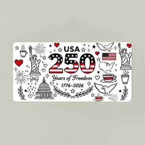 USA 250 Years Freedom Printed Vanity License Plate Patriotic 1776 2026 Decorative Car Tag American Theme Auto Accessory Gift