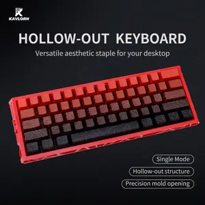 61-Key Hollow Mechanical Keyboard with Custom RGB Lighting - PBT Topographic Keycaps, Hot Swappable, Compact 60% Keyboard for PC Gaming