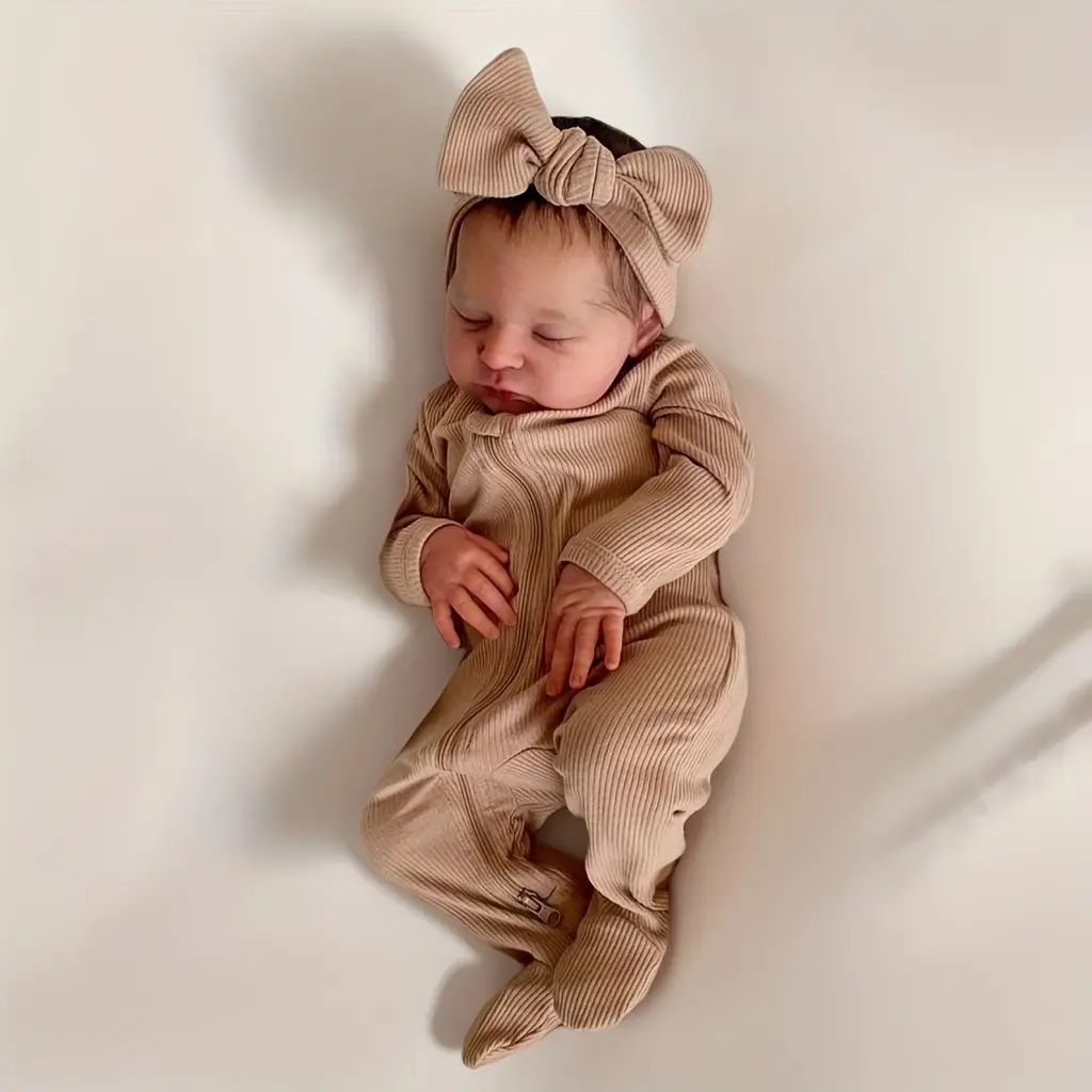 Reborn Baby Doll (50cm/20in, 1kg) - Soft Vinyl Toddler-Sized Rebornbabydoll with 3D-Painted Skin, Visible Veins, Realistic Sleeping Look, Ideal for Girls' Roleplay, Christmas Gift, Birthday Present (Note: Choking Hazard-Small Parts)