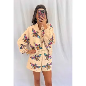 Queen of Sparkles - Multi Bumble Bee Shorts 3092 - Beige - SALE