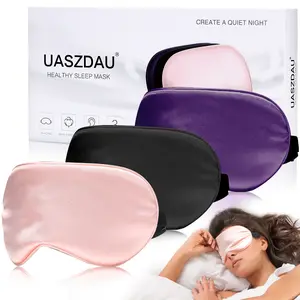 Sleep Mask Silk Eye Mask for Sleeping, Super Soft Blackout Eye Mask for Women Men, Side Sleeper Covers for Sleeping with Adjustable Straps, Travel Sleep Mask, 3 Pack
