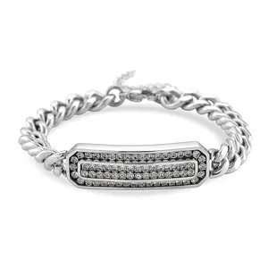 Cubic Zirconia Bracelet in Stainless Steel 7.5-9.0In