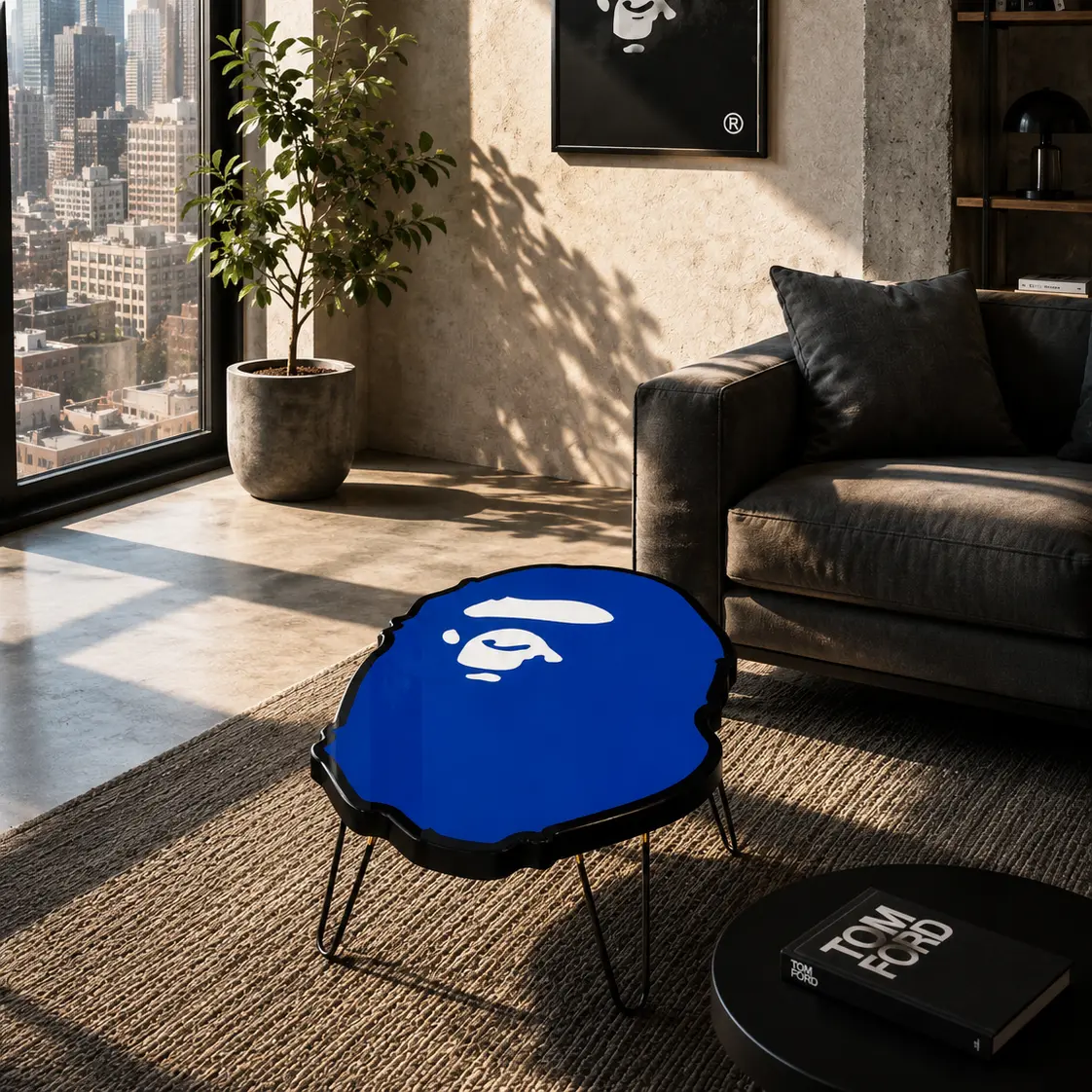 Ape Head Epoxy Wall Art Accent Table, Home Decor Wall Art for Living Room Bedroom Accent Pieces