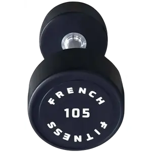 French Fitness Urethane Round Pro Style Dumbbell 105 lbs - Single (New)