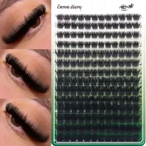 168 pcs DD-Curl 10-18mm Mixed DIY Eyelash Extension, Diy Volume Eyelashes, Soft, Dense, Individual Lashes, 3D Fluffy & Natural, Green Base Card, Suitable For Travel, Beginners, Daily Wear
