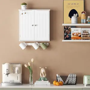 Bathroom Wall Cabinet Over Toilet,Small Medicine Cabinet for Bathroom Laundry Room Kitchen,Space Saver Storage Cabinet with 2 Door Adjustable Shelves White