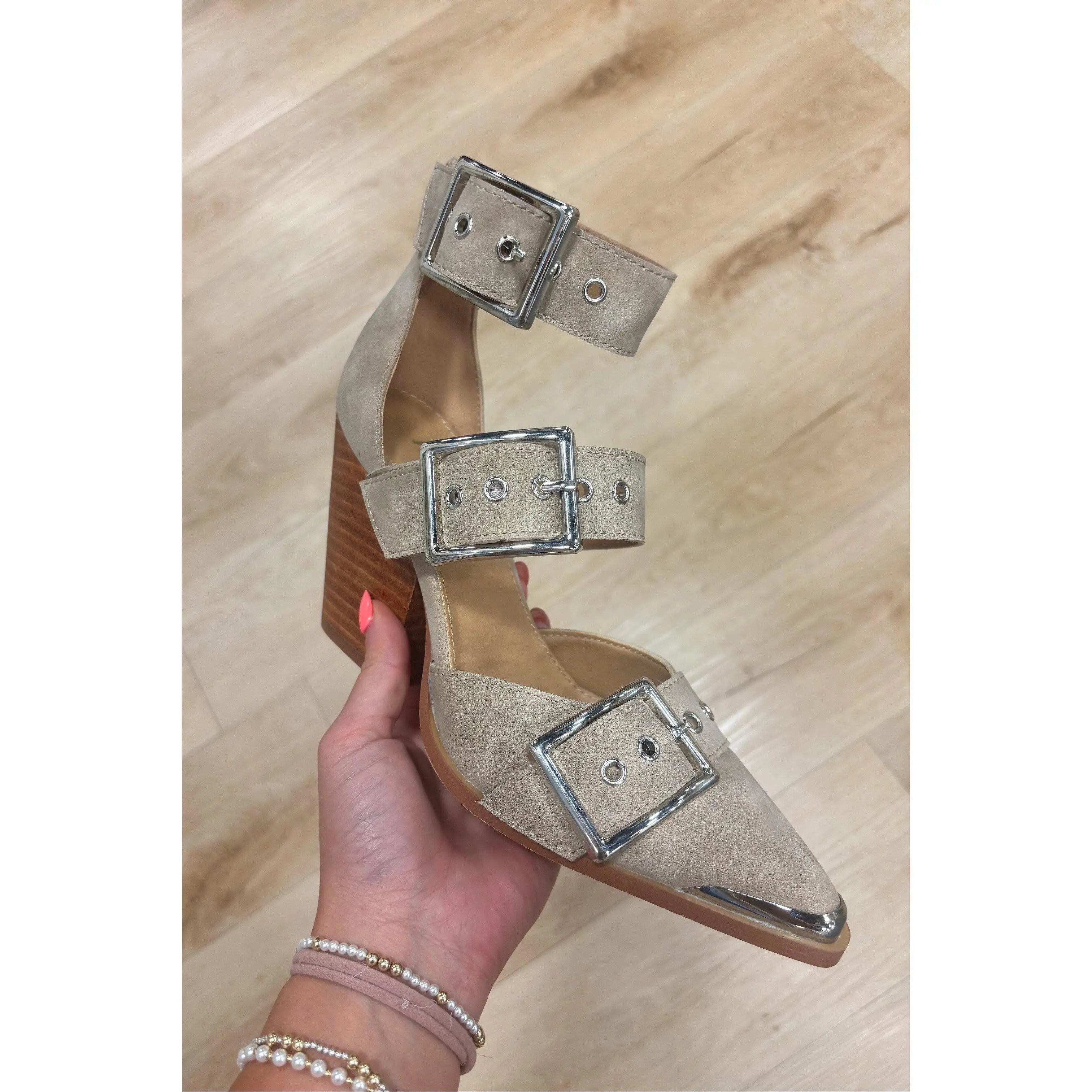 Hendrix Pointed Toe Heel Taupe RESTOCK