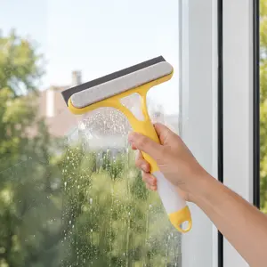 3-in-1 Window Squeegee Cleaner, Spray Wipe Scrape All-in-one Glass Wiper for Bathroom Mirror, Shower Door, Car Window Household Cleaning