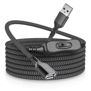 USB Extension Cable with On/Off Switch 1FT,Short Switch Cable,Type A Male to Female Power Charger Cord,Toggle Controller Switcher Extender Line for PC,TV,LED Desk Lamp,LED Strips,USB Fan,Light