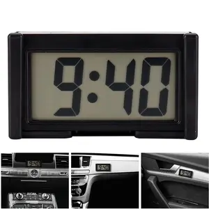 Compact Mini Digital Clock - Car Dashboard Time Display with Self-Adhesive Bracket for Vehicle Electronic Accessories