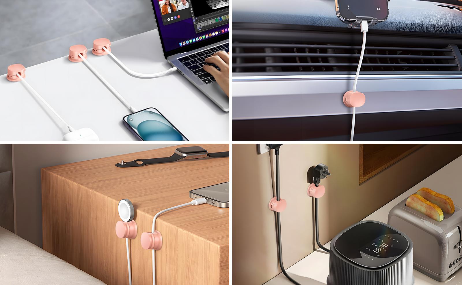 Cable Management Holder, 12pcs/Set Wall Mount Cable Organizer, Desktop Cable Management Clip, Office Desk Home Organizer